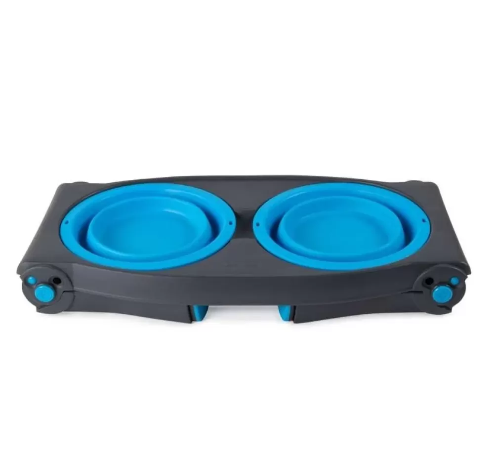 Dexas Food Bowl And Water Bowl | Adjustable Height Pet Feeder Pro Blue