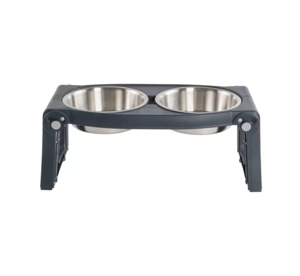 Dexas Food Bowl And Water Bowl | Adjustable Height Pet Feeder Pro Grey