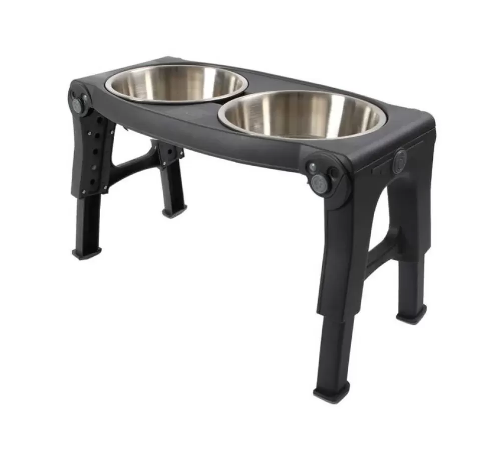 Dexas Food Bowl And Water Bowl | Adjustable Height Pet Feeder Pro Grey