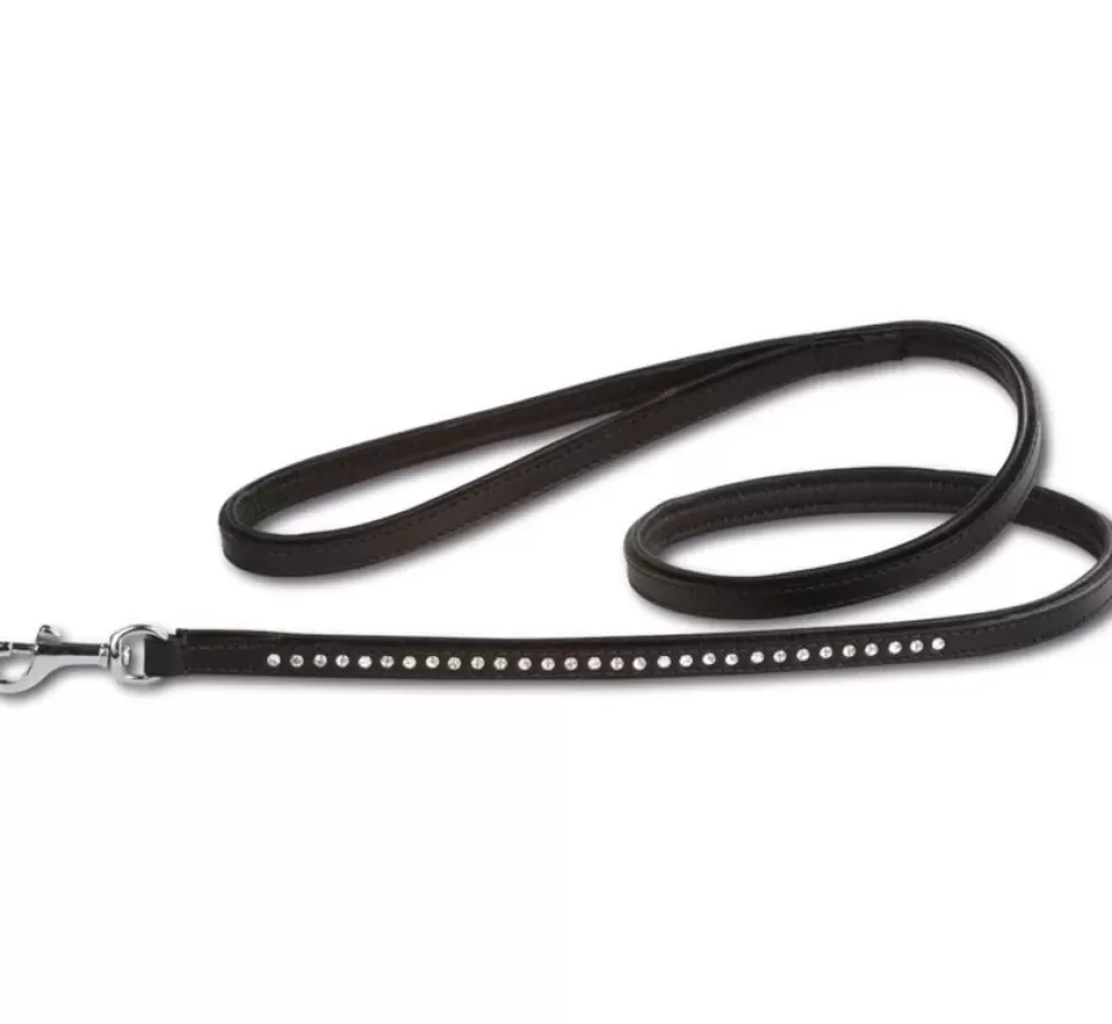 Doxtasy Leather Dog Leash | Dog Leash Swarovski Extreme Black