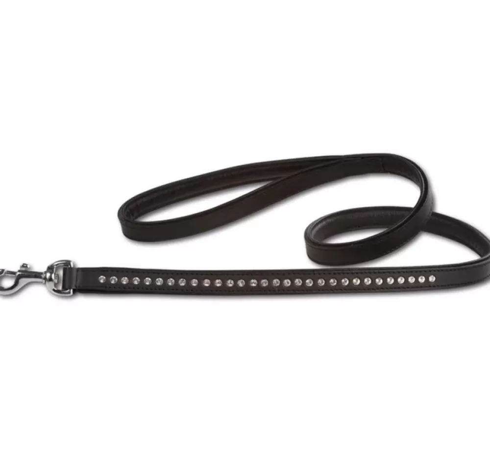 Doxtasy Leather Dog Leash | Dog Leash Swarovski Extreme Black