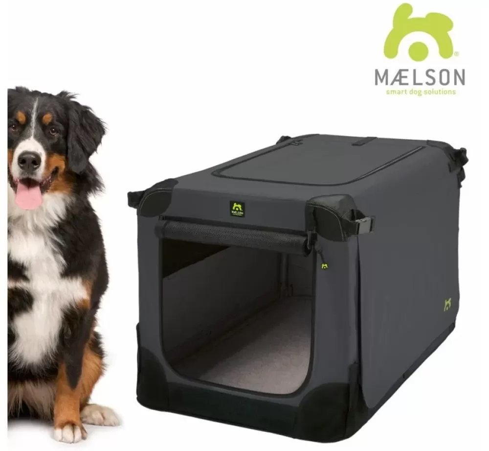 Maelson Travel Bench Dog | Foldable Dog Crate Soft Kennel Anthracite