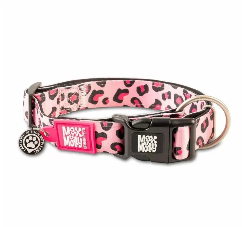 Max & Molly Puppy Collar | Dog Collar Leopard Pink