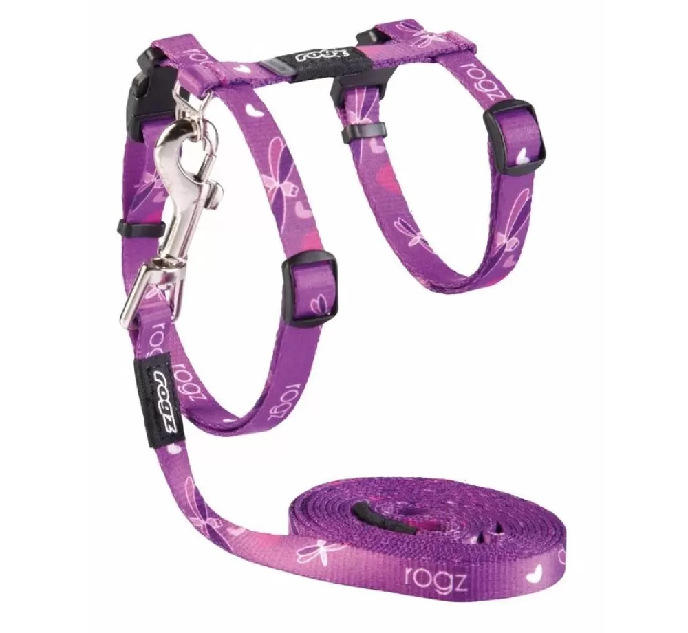 Rogz Cat Harness | Cat Harness Kiddycat Purple Dragonfly