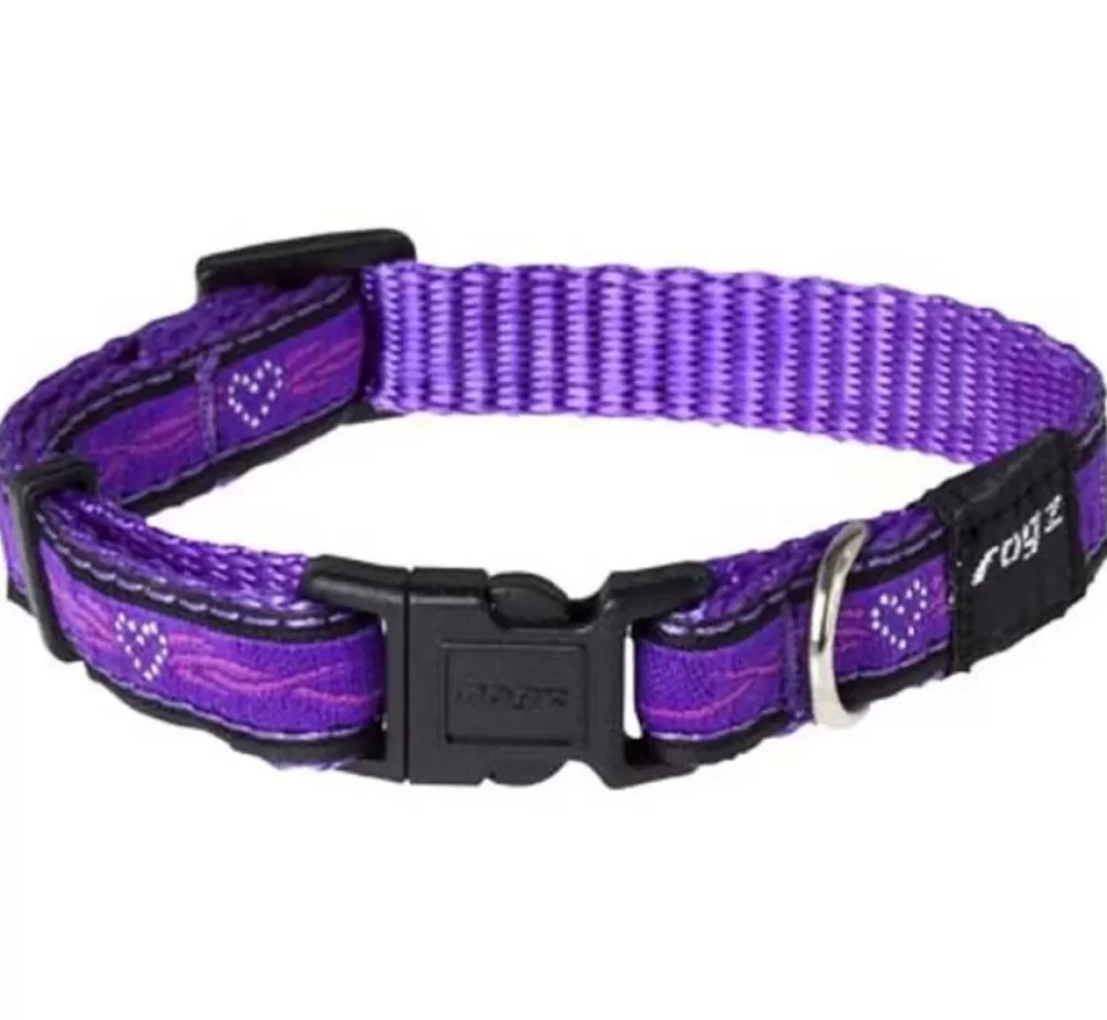 Rogz Large Dog Collar | Dog Collar Purple Chrome