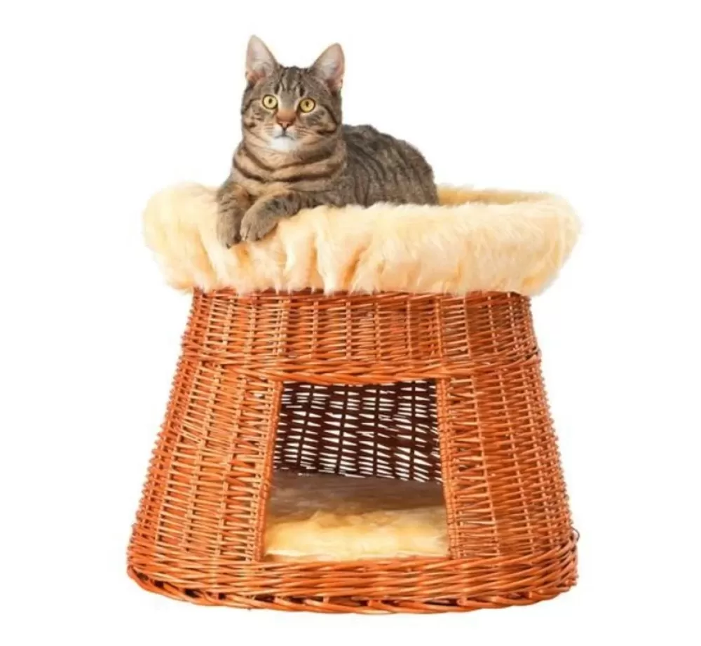 Silvio Design Cat Bed | Round Brown Wicker Cat Bed